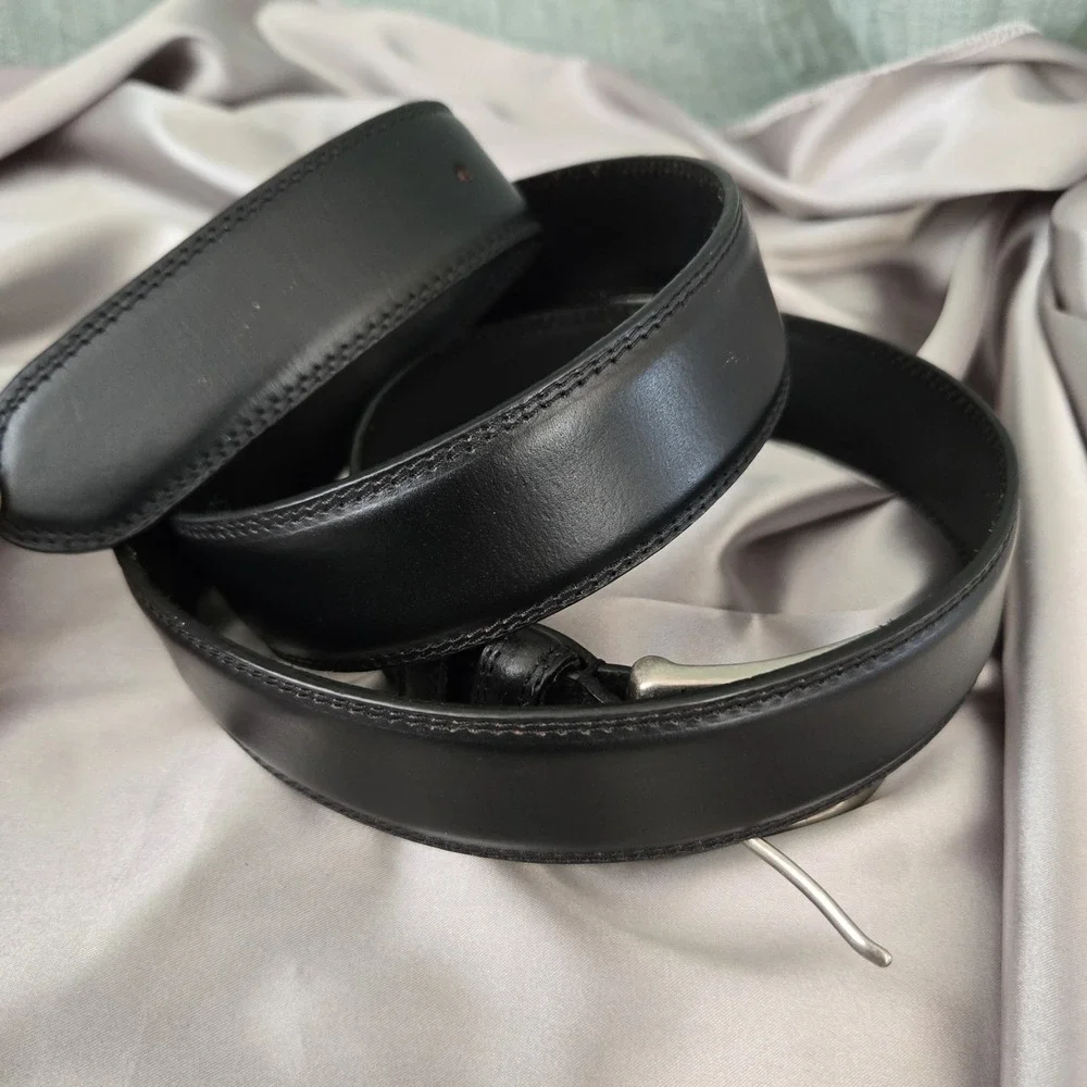 Browning Men's Genuine Leather Belt Black w/ Silver-tone Buckle Size 42
